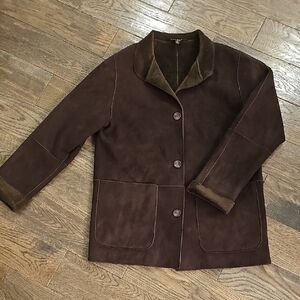 Brown Suede-like Women's Jacket